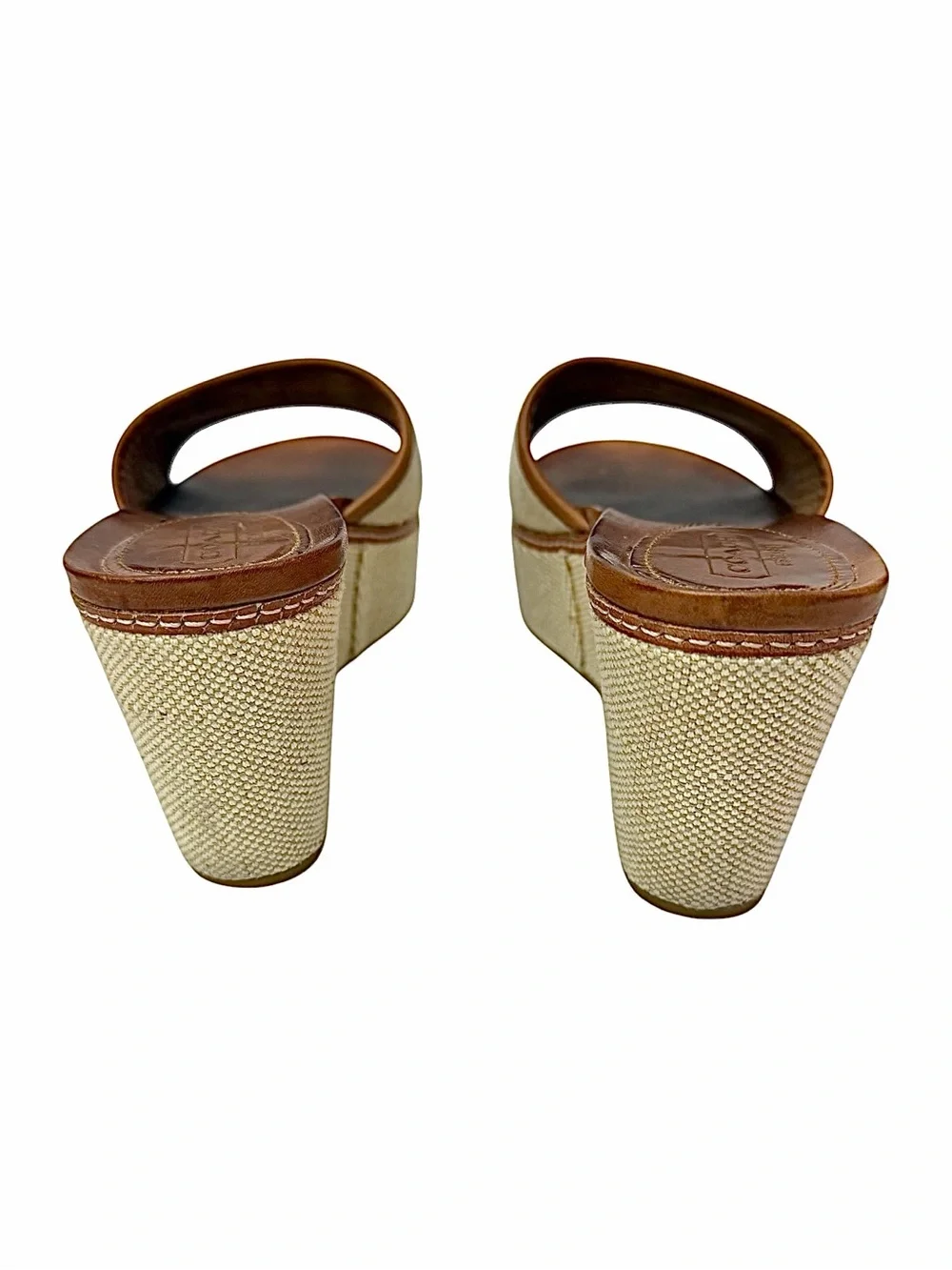 Coach Jaci Wedge Sandals Women’s 6.5M Natural Linen Summer Espadrille
